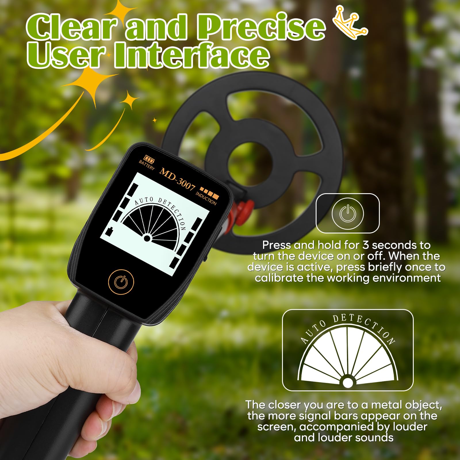 Détecteur de métaux pour enfants avec écran LCD - Rechargeable USB-C et bobine de recherche étanche - Kit de détecteur pour enfants avec pelle et sac - Idéal pour la chasse au trésor, la plage, le