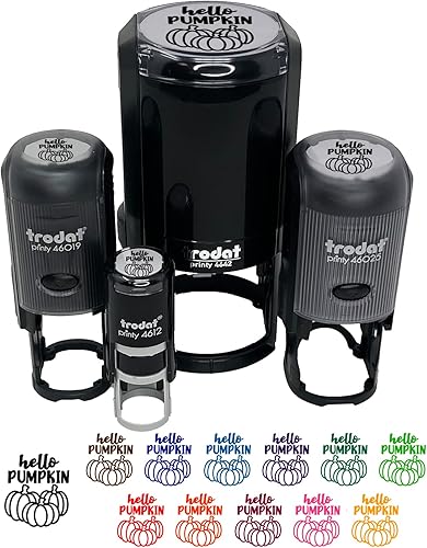 Sello de tinta autoentintado con texto en inglés Hello Pumpkin para otoño, Halloween, Acción de Gracias, para sellar planificadores de manualidades,