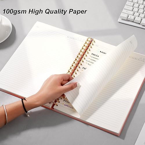 Miniatura 4 de Yoment Cuaderno de espiral de tapa dura de 8.5 x 11 pulgadas, cuaderno de espiral con rayas universitarias para el trabajo, 100 GSM, de papel