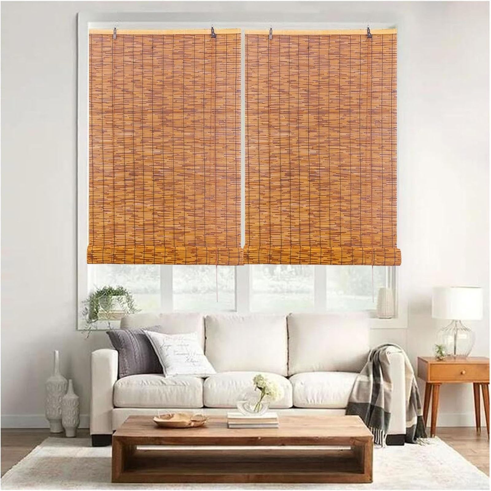 Blackout Bamboo Shades,Cordless Retro Roller Blinds,16" 20" 24" 26" 30" 36" 44" 48" 54" 60" 66" 70" 76" Easy Installation Natural Roman Roller Blinds