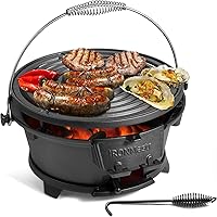 Vista 1 de IronMaster Hibachi Grill, 100% Cast Iron, Tabletop Small Portable Charcoal Grill for Outdoor Camping - 2 Heights, Air Control, Coal Door, Ideal for