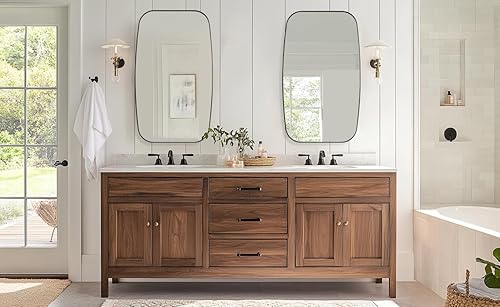 Miniatura 86 de ANDY STAR Espejos ovalados dorados para baño, espejo de pared oblongo, con marco de metal dorado cepillado de 24 x 36 pulgadas, espejo de tocador