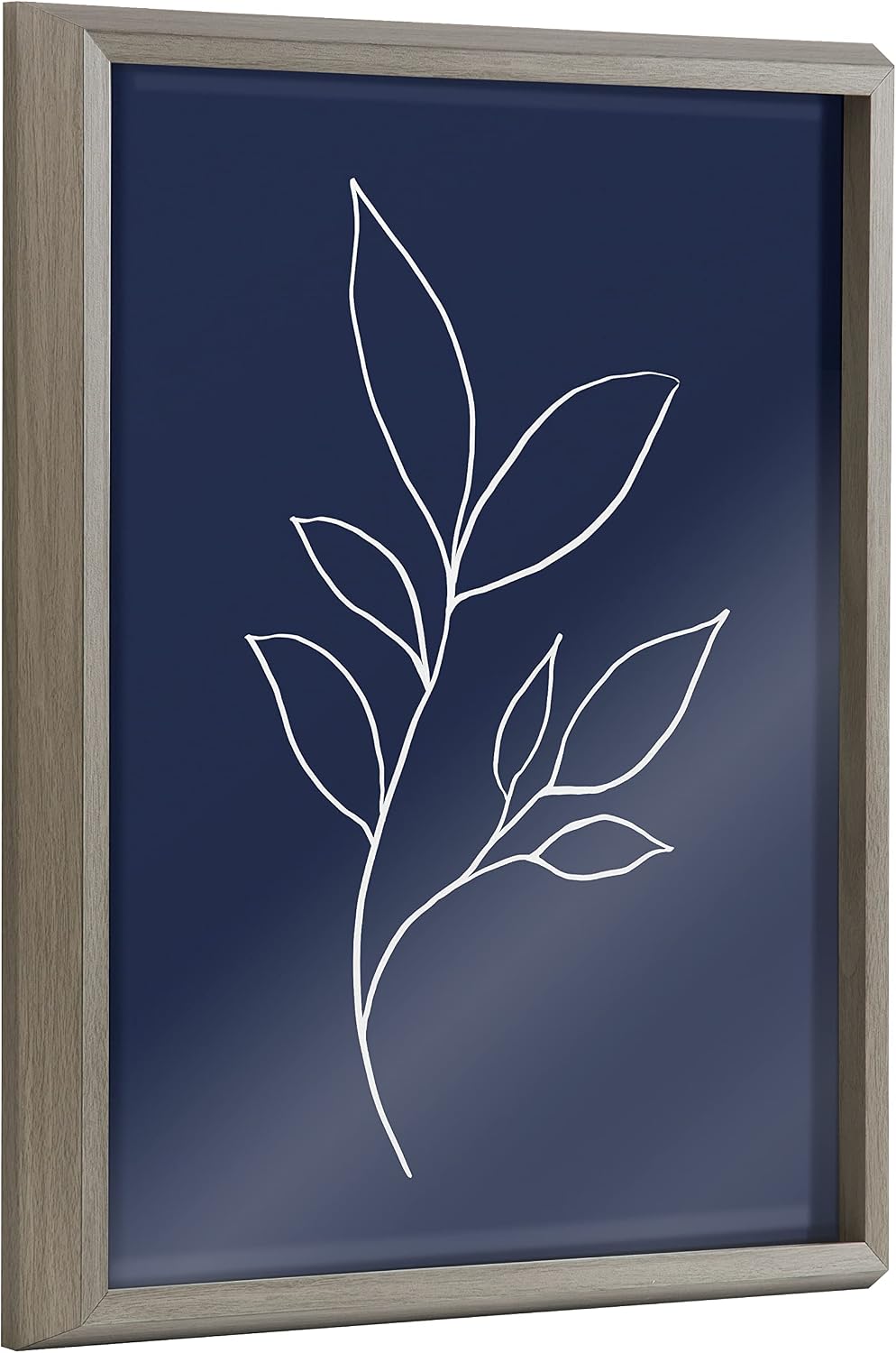 Kate and Laurel Blake Modern Blue Botanical Line Sketch Print 3 Framed Printed Glass Wall Art by The Creative Bunch Studio; 16 x 20 Natural; Decorative Abstract Nature Art Print for Wall