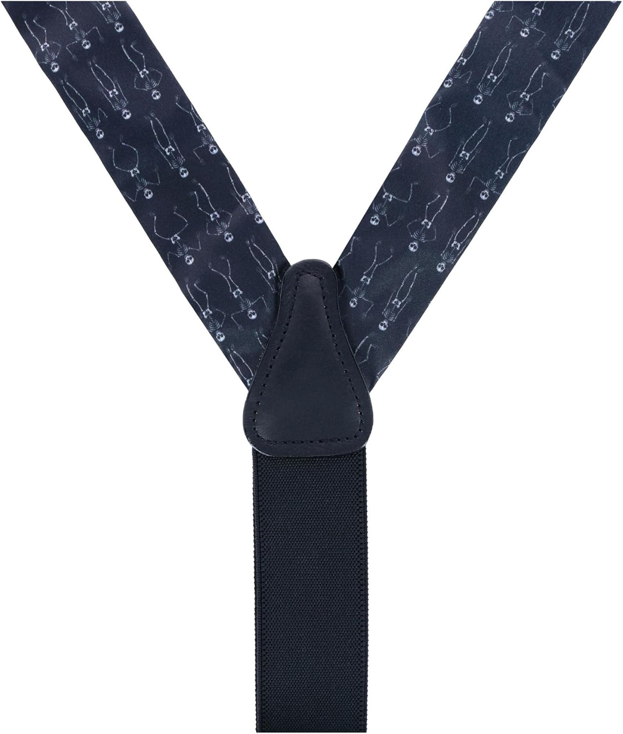 Trafalgar Men's Davy Bones the Dancing Skeleton Silk Button End Braces (Suspenders)