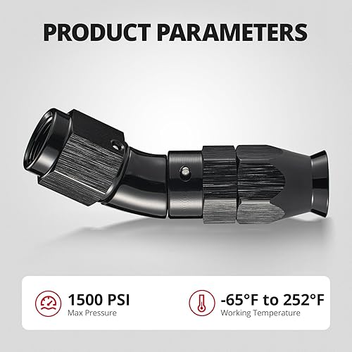 Miniatura 4 de EVIL ENERGY 3AN PTFE montaje extremo de manguera 30 grados negro para manguera de PTFE solamente