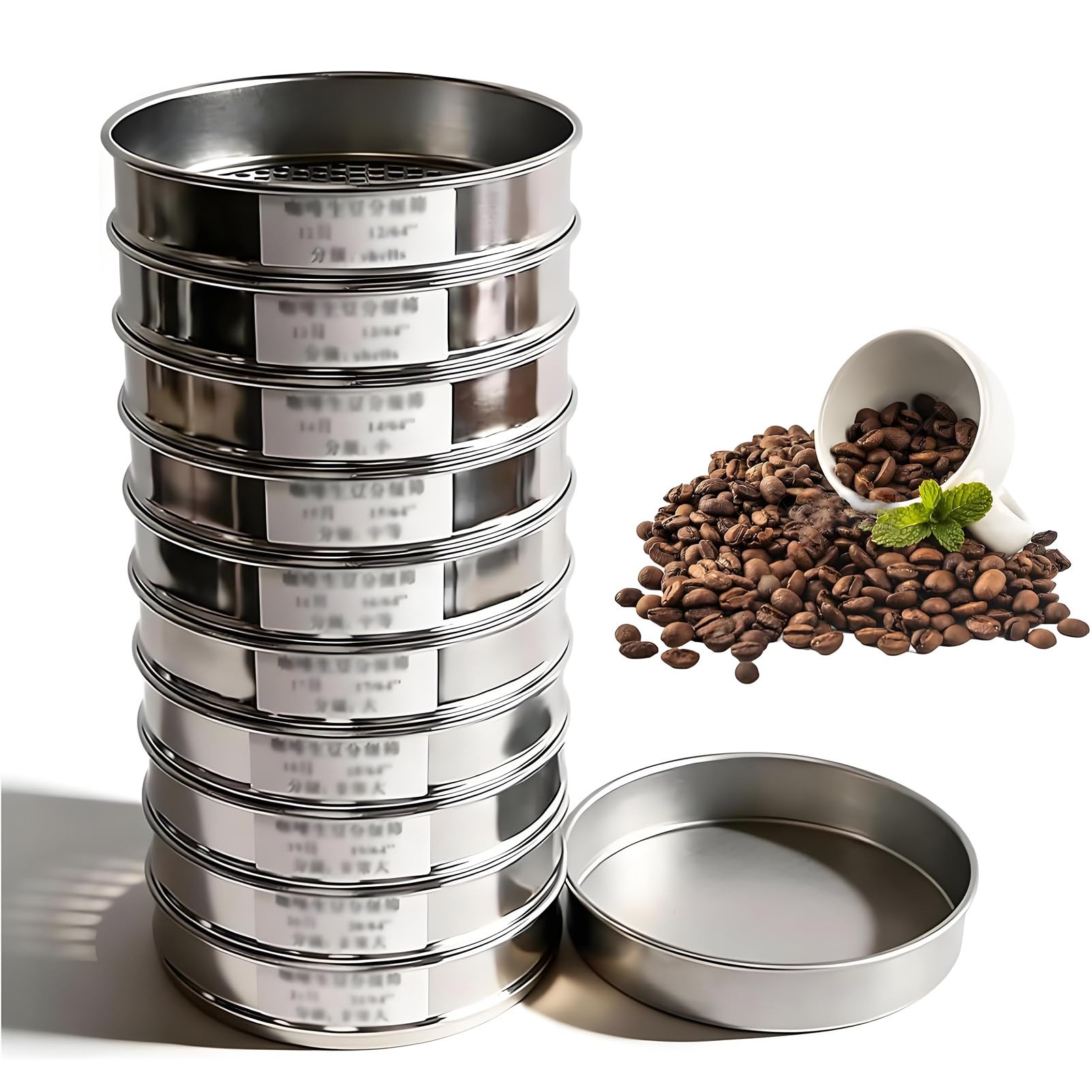 DNEPEI Coffee Bean Grading Sieve, 8/11.8" Stainless Steel 10-Layer Sifter 30cm-430