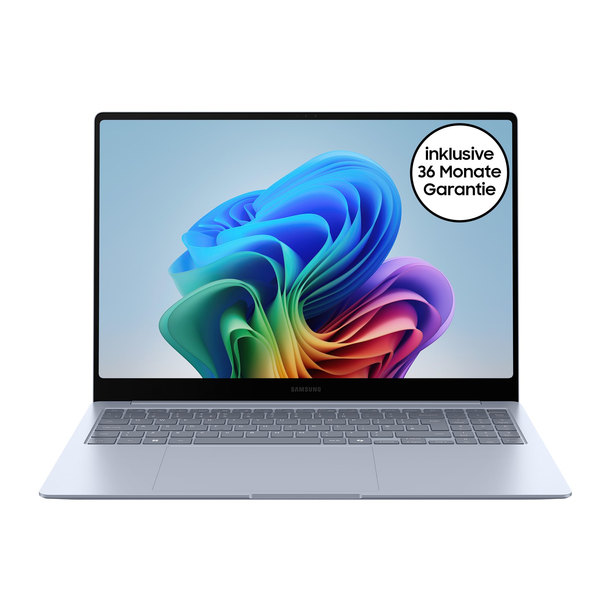 Samsung Galaxy Book4 Edge Galaxy AI-Laptop, 16-Zoll-Display, 16GB RAM, Snapdragon X Elite Prozessor, Notebook 512GB Speicher, Copilot+ PC, Sapphire Blue, 3 Jahre Herstellergarantie