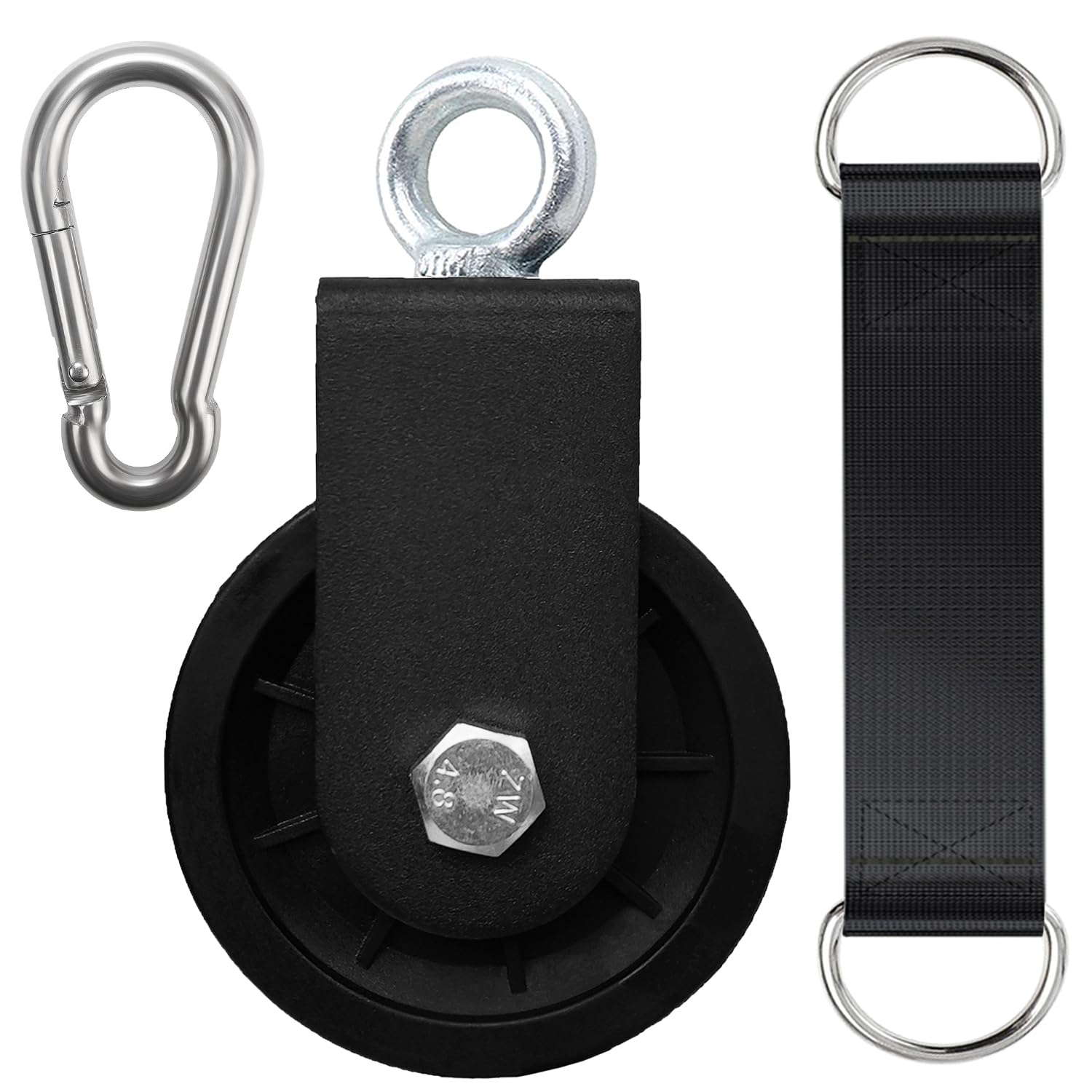 Cable Pulley System for Home Gym, Silent 360° Rotation Nylon Pulley Wheel with Detachable Traction Block LAT Pulldown & Weight Lifting Attachment for Strength Training Workouts