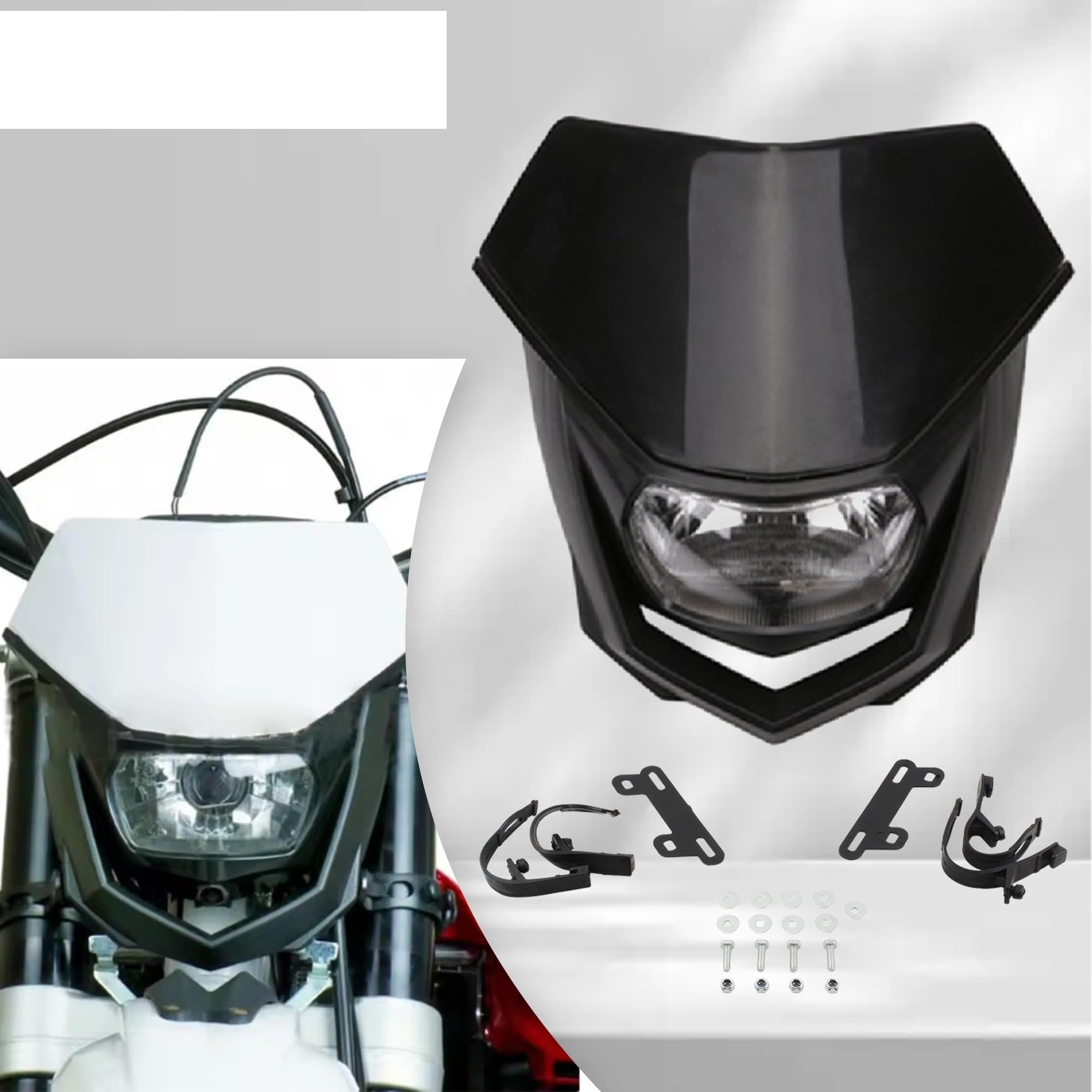 Dirt Bike Reflektor Reflektory motocyklowe Pasuje do Yamaha pasuje do Honda pasuje do Suzuki Enduro Motocross motor terenowy 35W reflektor motocyklowy maska ​​płytowa Fairing(Red)