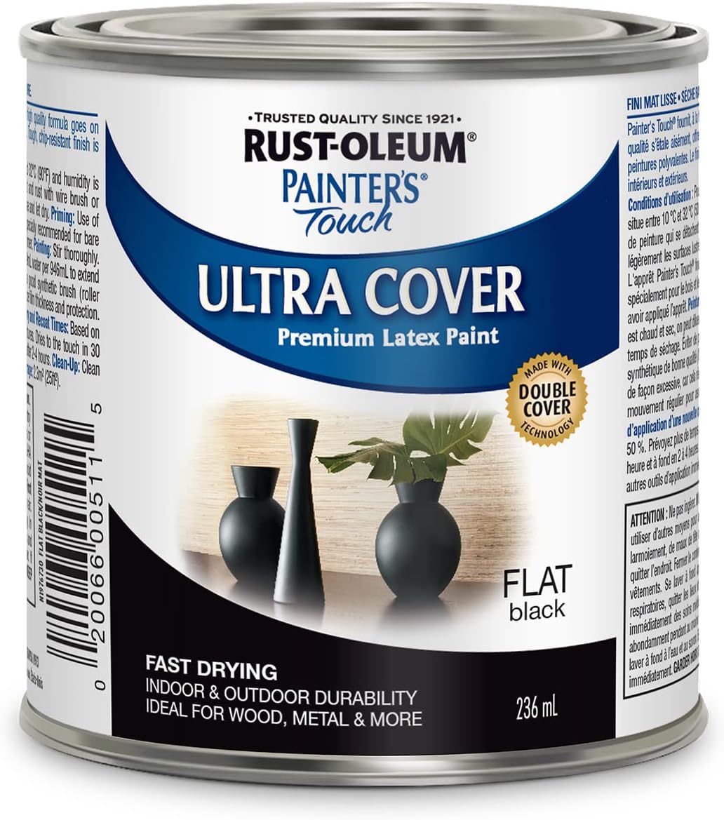 RustOleum MultiPurpose Paint in Flat Black, 236 mL, House Paint