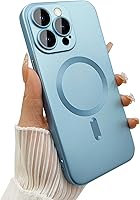 Vista 13 de Funda magnética para iPhone 15 para mujer, diseño de brillo metálico suave mate con protector de lente de cámara, compatible con Magsafe para iPhone