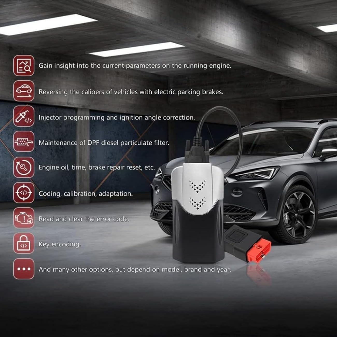 2021.11 Tnesf Orpdc OBD PKW & LKW Diagnosegerät, Codeleser & Scan-Werkzeuge, OBD-II Diagnosewerkzeug mit Verbindungskabeln, kompatibel mit VD150, VD TCS 2020.23 – Scanner für Autos Nutzfahrzeuge