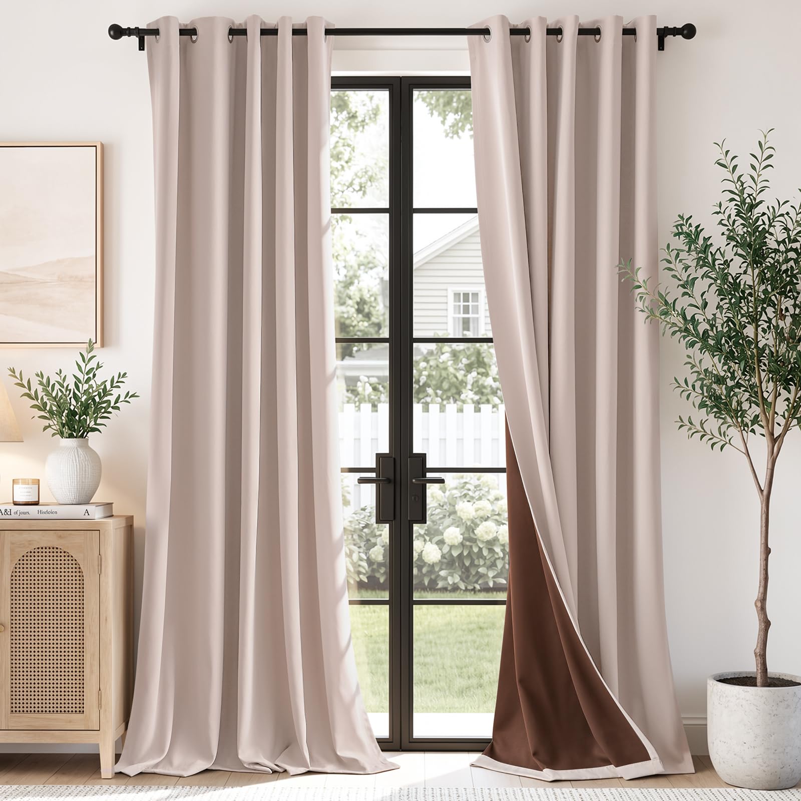 TOPICK Super Soft Total Blackout Curtains, High-density, W66xL90 Light Pink
