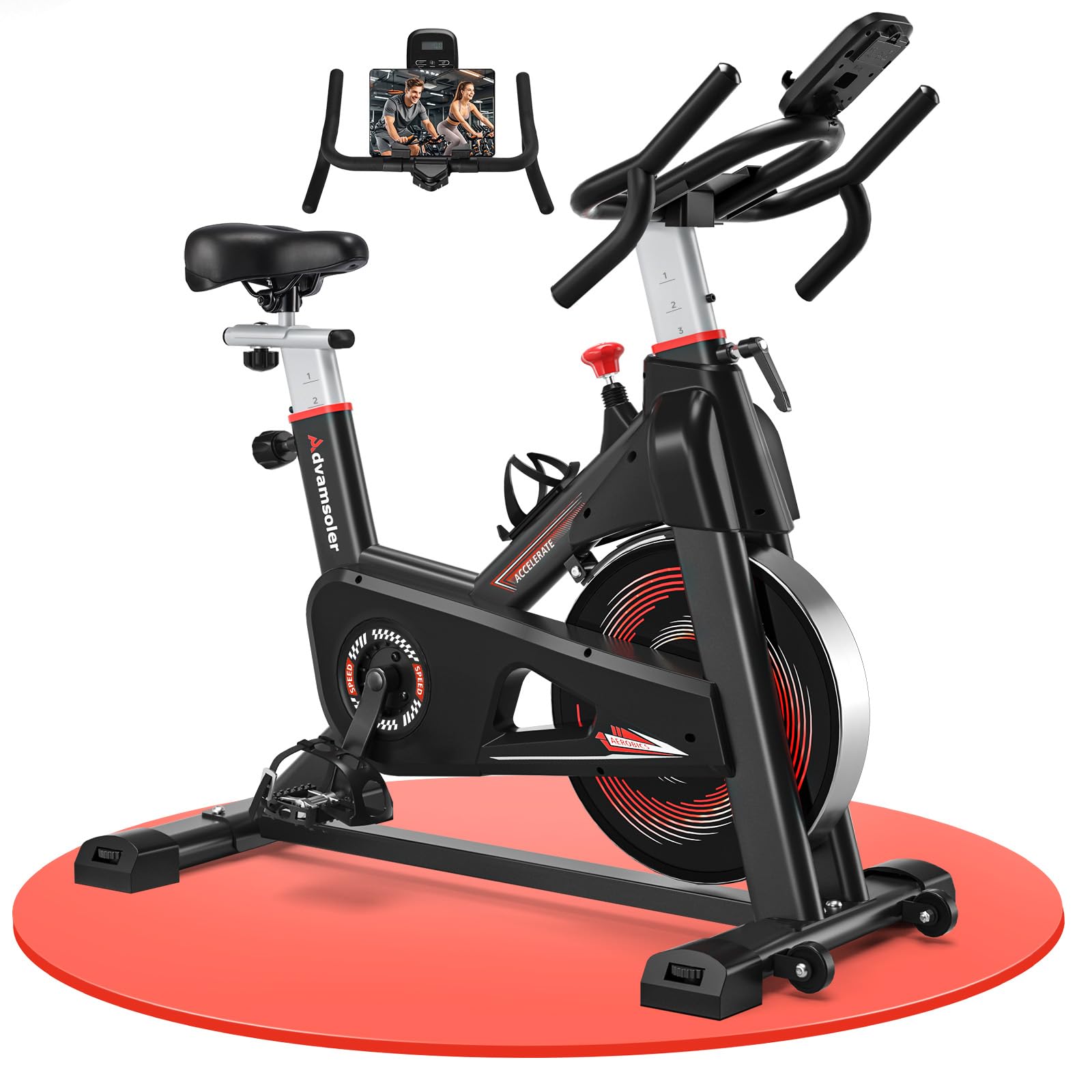 AdvamsolerExercise Bike for Home Gym Use, Indoor Cycling Spin Bike with App LCD Display & Tablet Holder, Quiet Stationary Bike for Fitness Cardio Workout