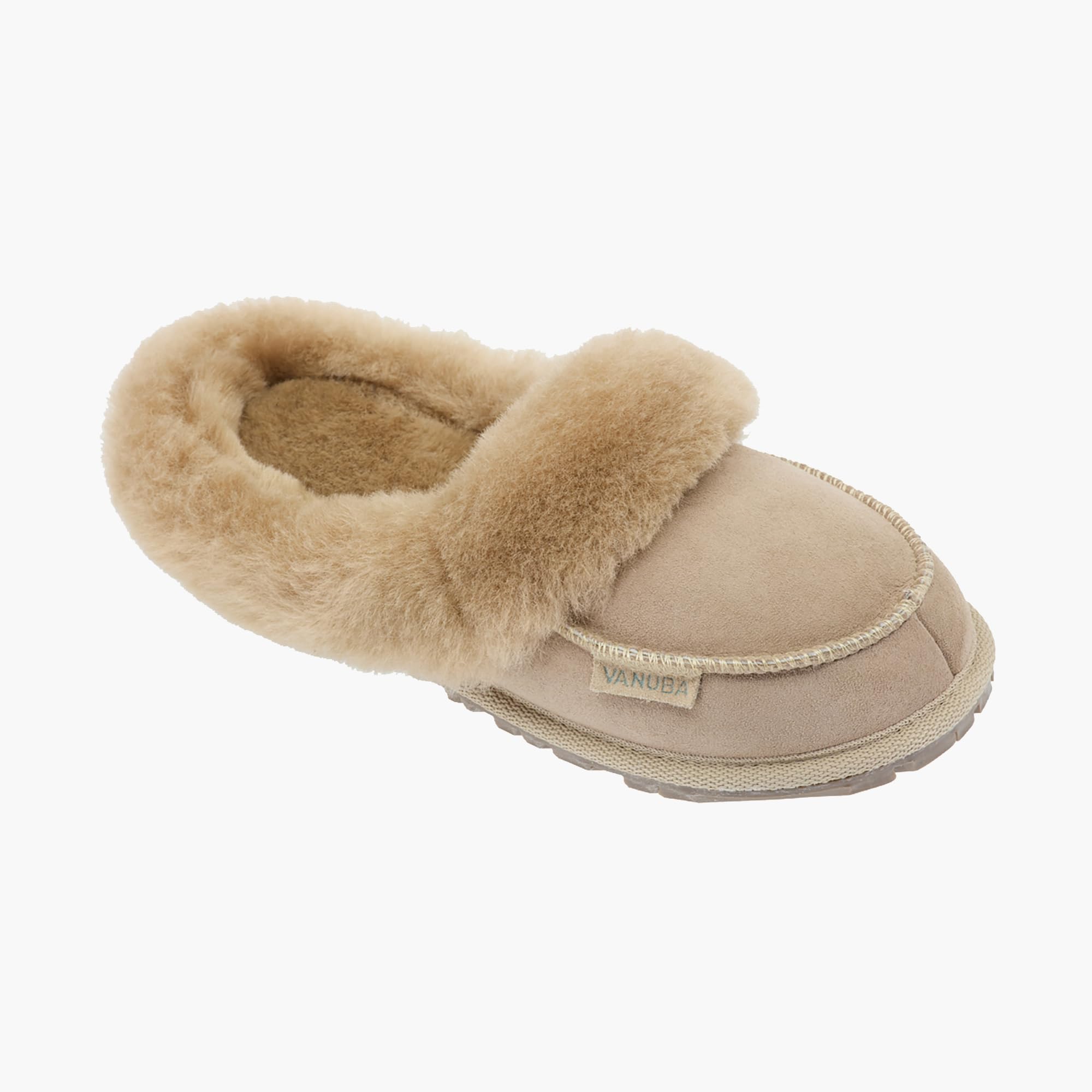Vanuba Handgemacht Lammfell Warme Hausschuhe Damen Winter Slippers - Hauspantoffeln - Kuschel Pantoffeln Damen Plüsch - Damen Pantoletten Winter - Flache Slippers für Drinnen