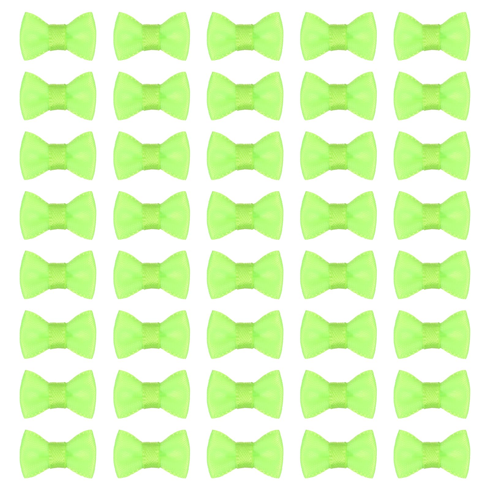 sourcing map 50 Pcs Mini Ribbon Bow 0.8" Mini Fabric Satin Ribbon Flower Bows for Craft DIY Sewing Wedding Birthday Party, Fluorescent Green
