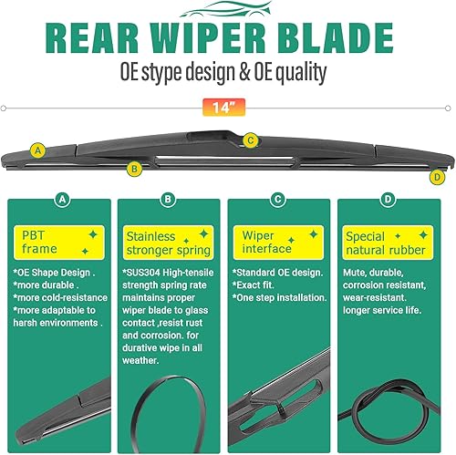 Vista 295 de 26" 20" 16" Windshield Wiper Blades Replacement for Dodge Grand Caravan 2008-2020 / Chrysler Town & Country 2008-2016 Premium All Weather Front Rear