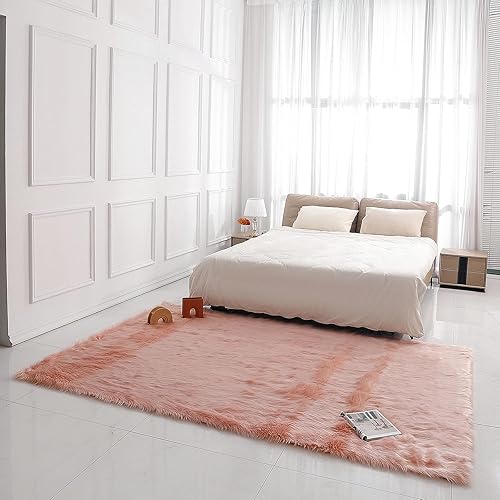 Miniatura 120 de Alfombra de piel sintética de piel de oveja, esponjosa, esponjosa, color negro, de 3 x 4 pies, para dormitorio, mesita de noche, suelo, sala