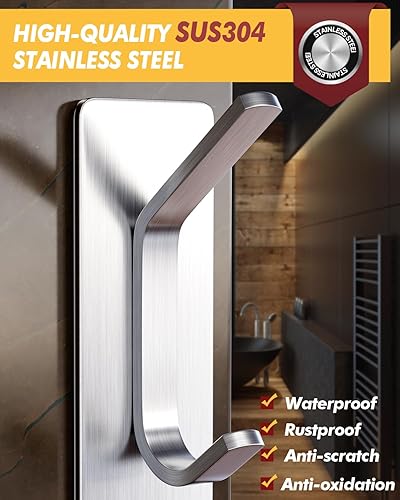 Miniatura 4 de Auxmir Ganchos autoadhesivos, plata, paquete de 5