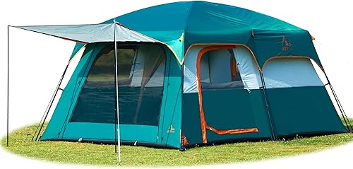 Miniatura 17 de KTT Extra Large Tent 10-12-14 Person(Style-B),Family Cabin Tents,2 Rooms,3 Doors and 3 Windows with Mesh,Straight Wall,Waterproof,Double Layer,Big