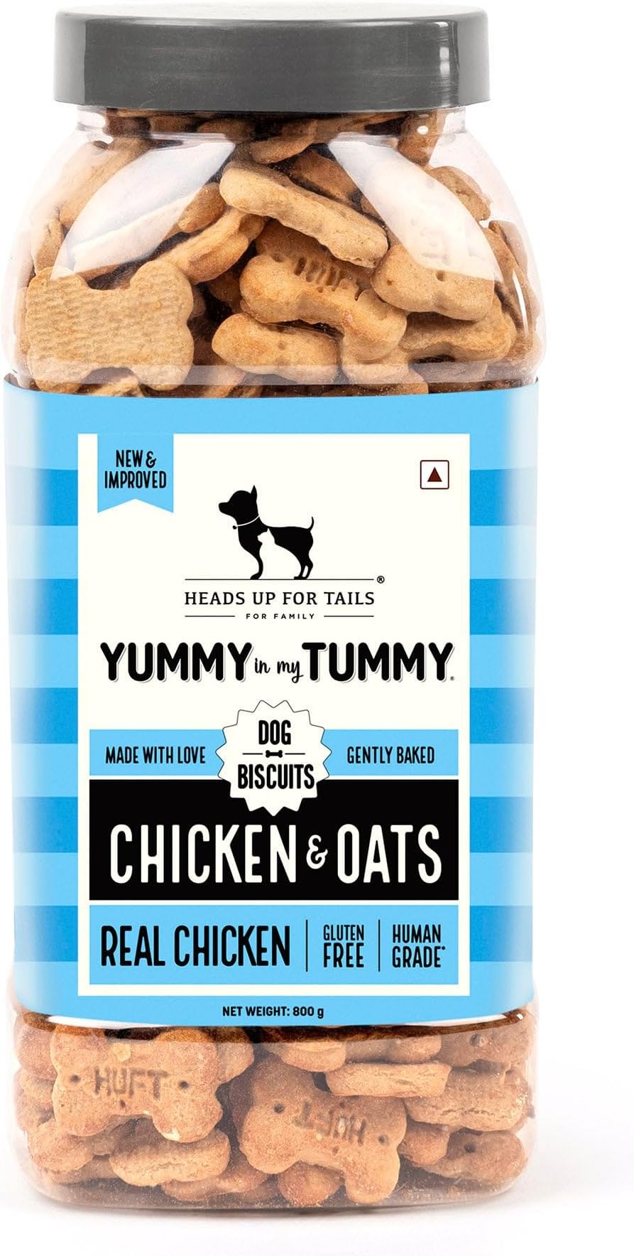 Yummy in My Tummy by HUFT Chicken & Oats Dog Biscuits – 800 gm | Crunchy & Healthy Treats for Puppies (2+ Months) & Adult Dogs | High-Protein Snack | Ideal Training Treat for All Breeds Dogs