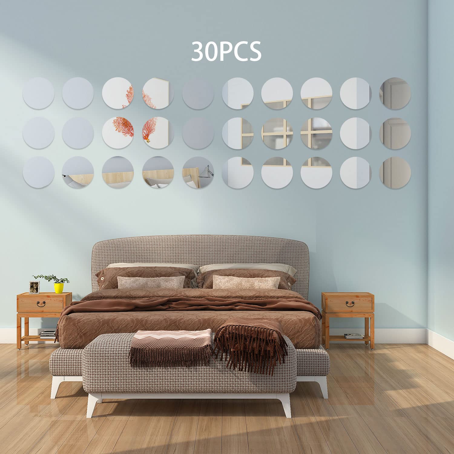 20 Specchi Rotondi Adesivi 8cm - Decorazione Parete Autoadesiva Per Soggiorno, Camera E Bagno - Foto 8