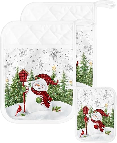 Juego de 2 agarraderas de tela de toalla de copo de nieve para cocina, antideslizantes y aislantes de calor, juego de agarraderas de tela de toalla