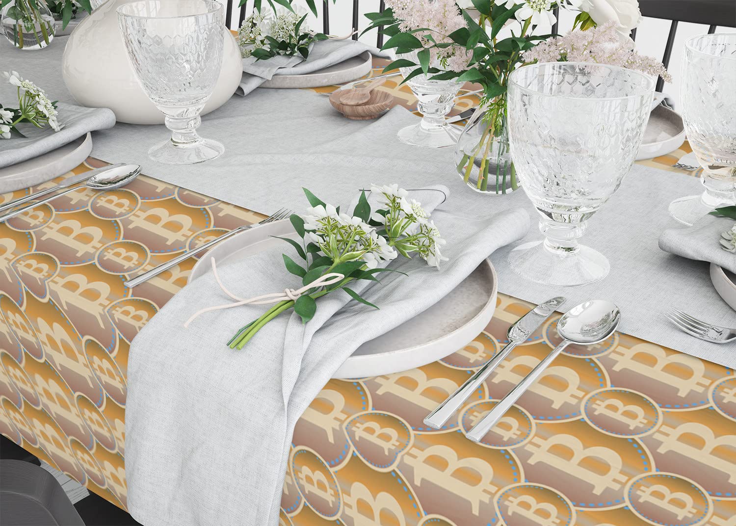 Bitcoin Electronic Coins Pattern Pattern - Rectangle Oblong Linen  Tablecloth (150 x 230 cm) Washable Decorative Table Cloth : Amazon.co.uk:  Home & Kitchen
