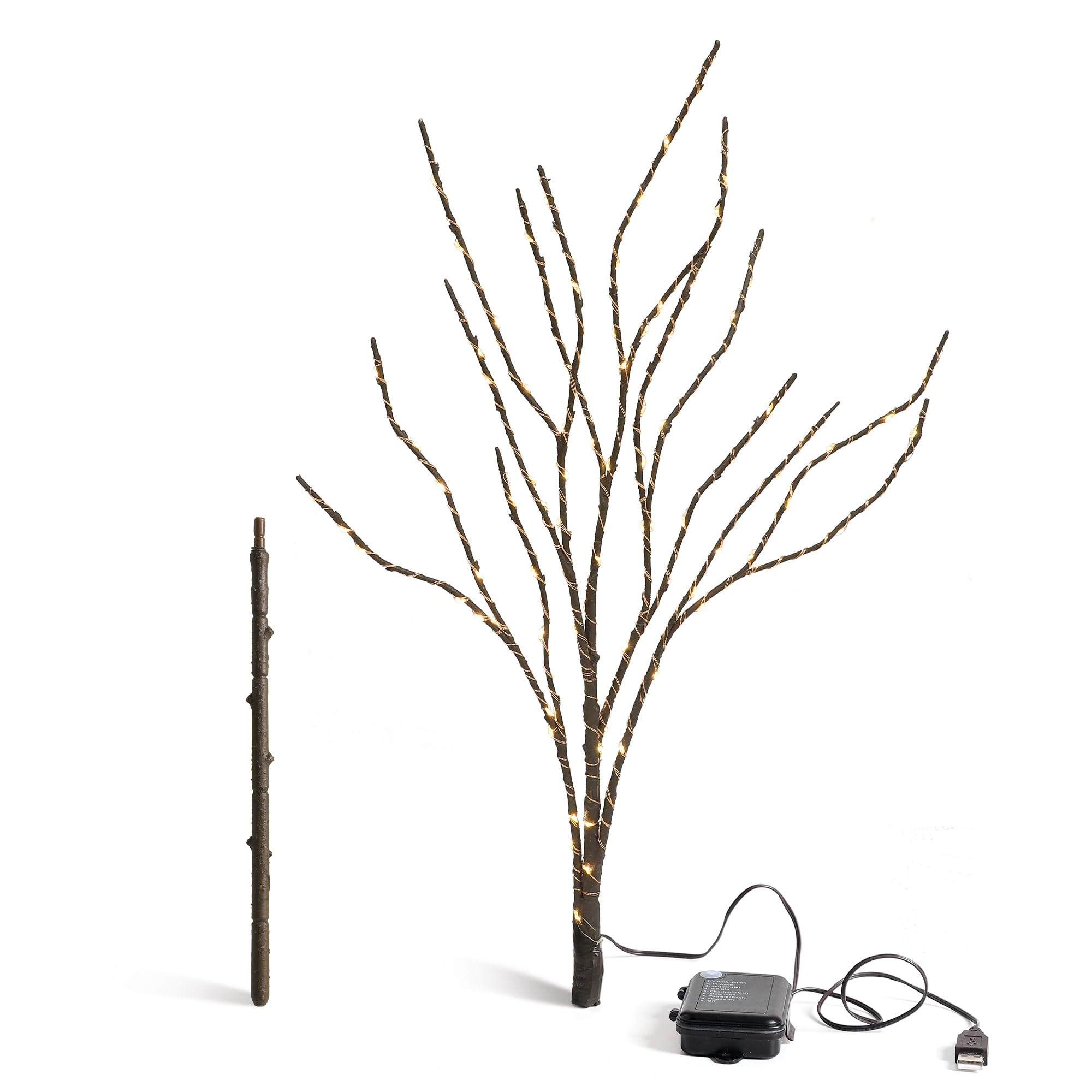 200 LED Batteriebetriebene und USB-betriebene Zweiglichter für Vasenfüller, künstliche beleuchtete Weidenzweige Braun beleuchtete Zweige für Weihnachten Wohnkultur und Innendekoration
