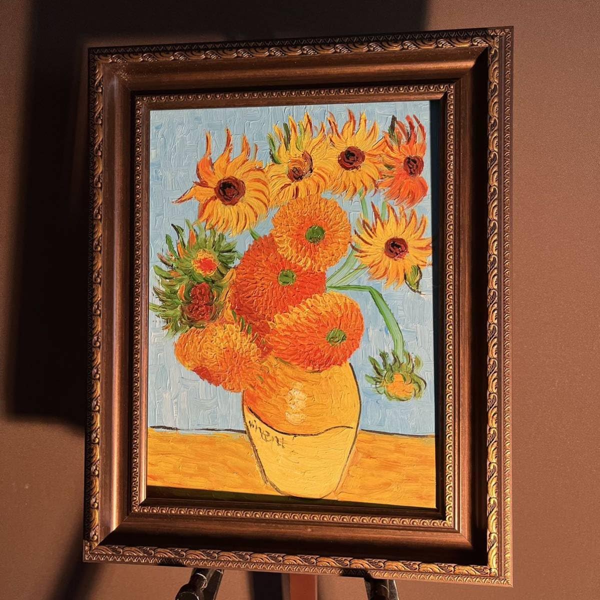 Amazon.co.jp: 手書き油絵 ゴッホ ひまわり額付 絵画 インテリア 有名