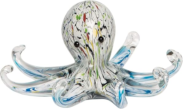 Beachcombers Glass Octopus Figure Figurine L6.5 X W6.5 X H3.15 Clear