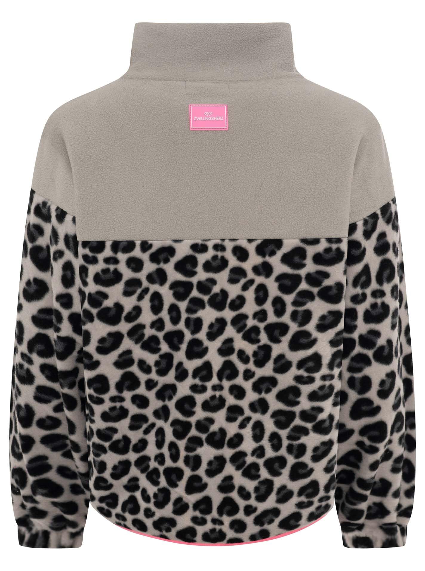 Zwillingsherz Damen Fleecetroyer Leo Classic – Fleece Pullover mit Reißverschluss, Animalprint, Warm & Weich