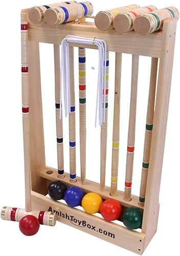 Vista 14 de AmishToyBox.com Juego de Croquet de madera de arce de lujo, 6 jugadores