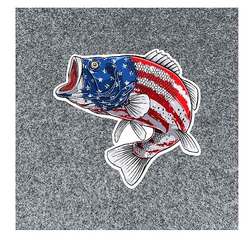 USA American Flag Waving Bass Fishing Carpet Decals