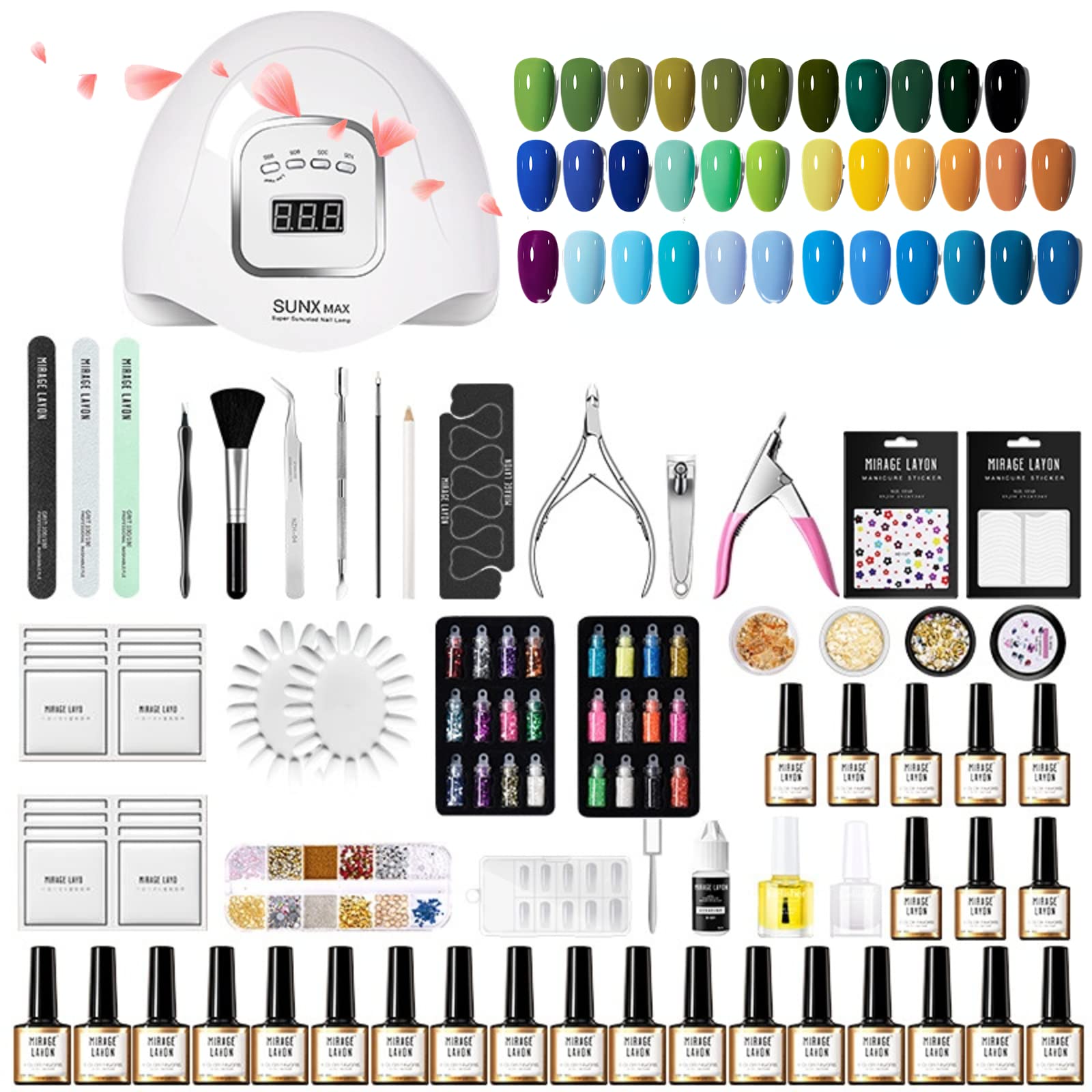 Gel Nail Polish Kit with 150W Led Nail Dryer Lamp 35 Colors Soak Off Gel Nail Polish Starter