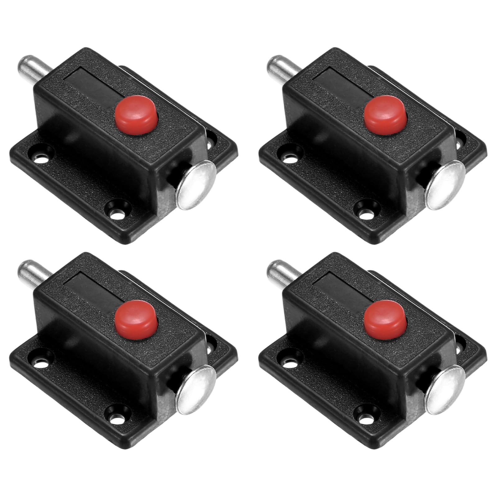 M METERXITY 4-Pack Push Button Spring Loaded Latch 1.5x1.4in/37x36mm, Black