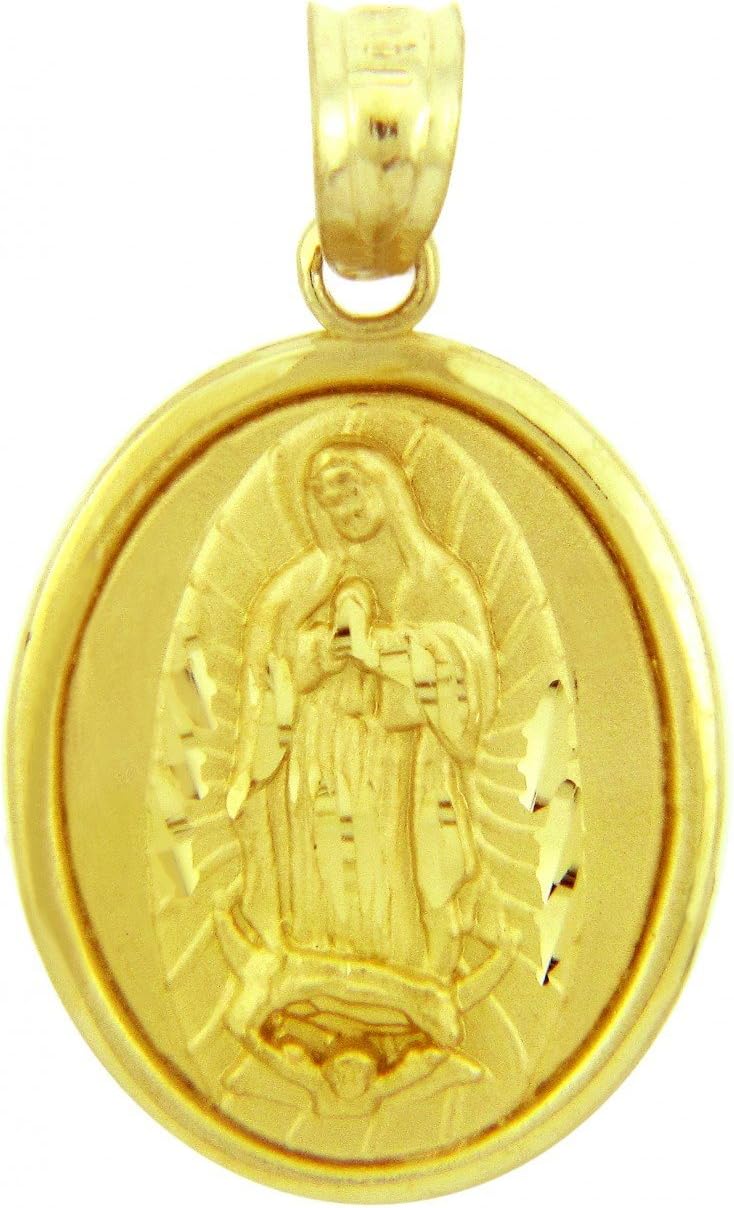 Saint Collection 14k Yellow Gold Our Lady of Guadalupe Miraculous Medal Pendant