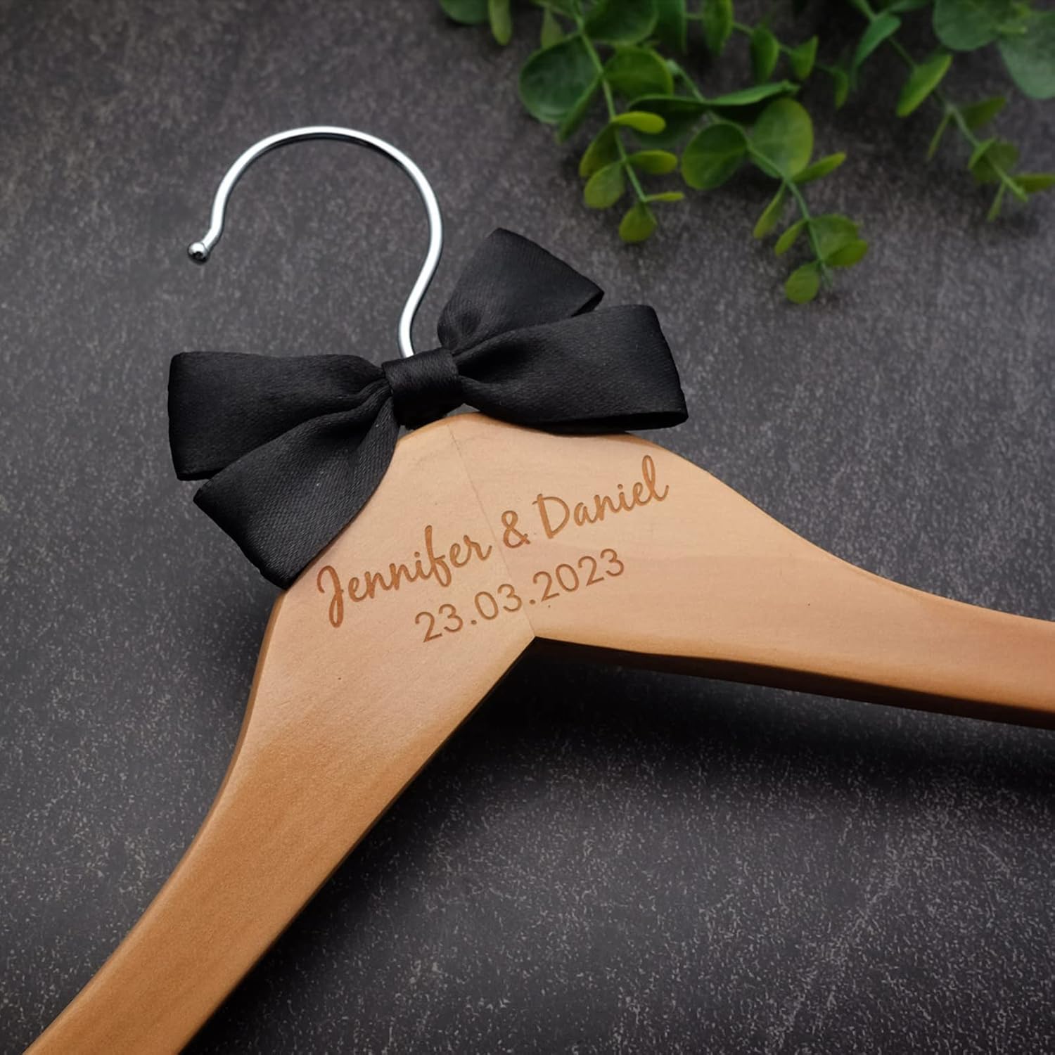 Ter Custom Engraved Wood Hanger - Personalized for Bride Bridesmaid Wedding Bridal Party (2 Hangers)