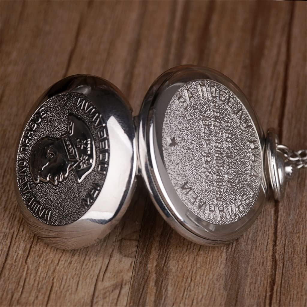 SJYDQ Vintage Silver Pocket Watch Engraved with Chain Quartz Pocket Watch with Chain Collection Pendant Watch : Clothing, Shoes & Jewelry
