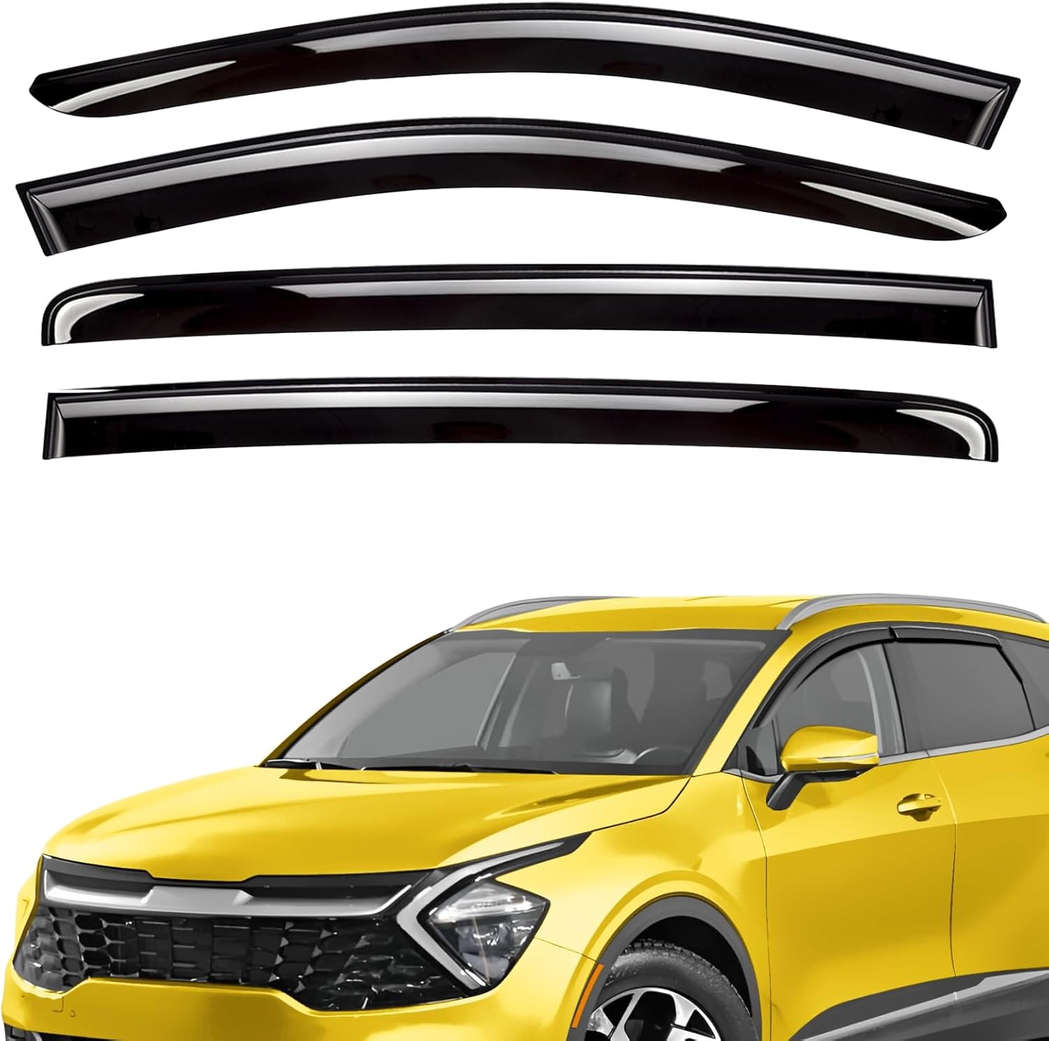 Extra Durable Window Deflectors Tape-On Window Visors Rain Guards Fit for Kia Sportage 2023-2026, Sun Visors, Wind Vent for Shades, Exterior Car Accessories - 4pcs. AG0206