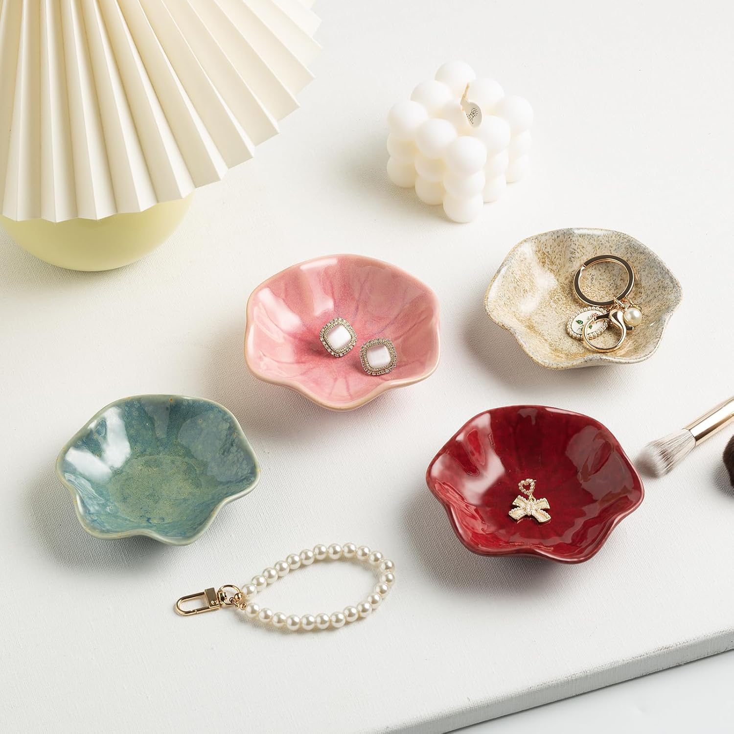 Ceramic Ring Dish, Jewelry Trinket Tray for Rings and Earrings | Keeps rings, earrings and other small jewelry in one easy-to-find place on a nightstand, vanity or bathroom counter.