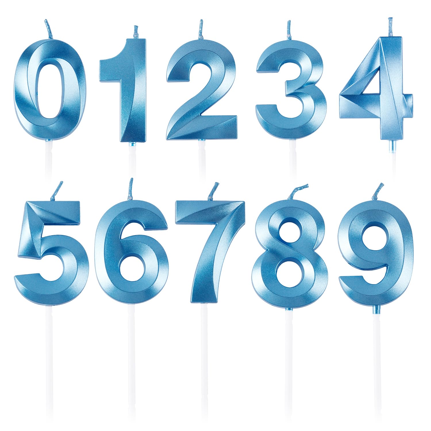 BEAN LIEVE Blue Birthday Candles - Number Cake Candles, Happy Birthday Numeric Candles Number 0 1 2 3 4 5 6 7 8 9 Used for Cake Decoration on Birthday Parties and Wedding Anniversary Celebration