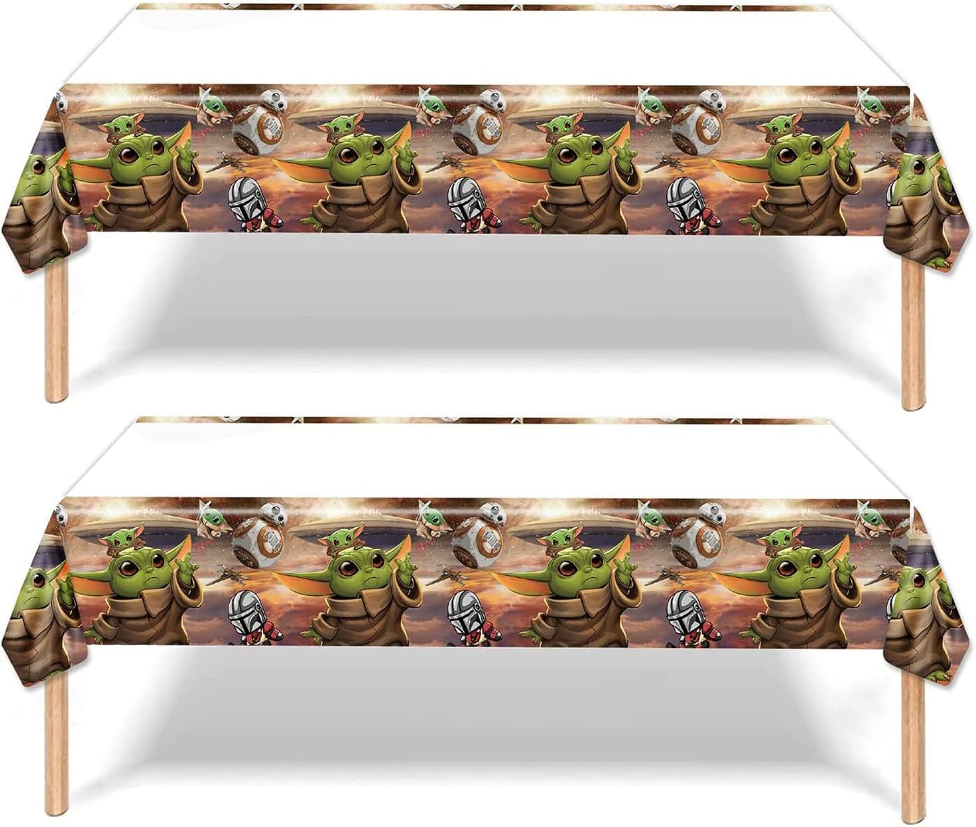 Zspzexsl 2Pack Baby Yoda Tablecloth Disposable Tablecover