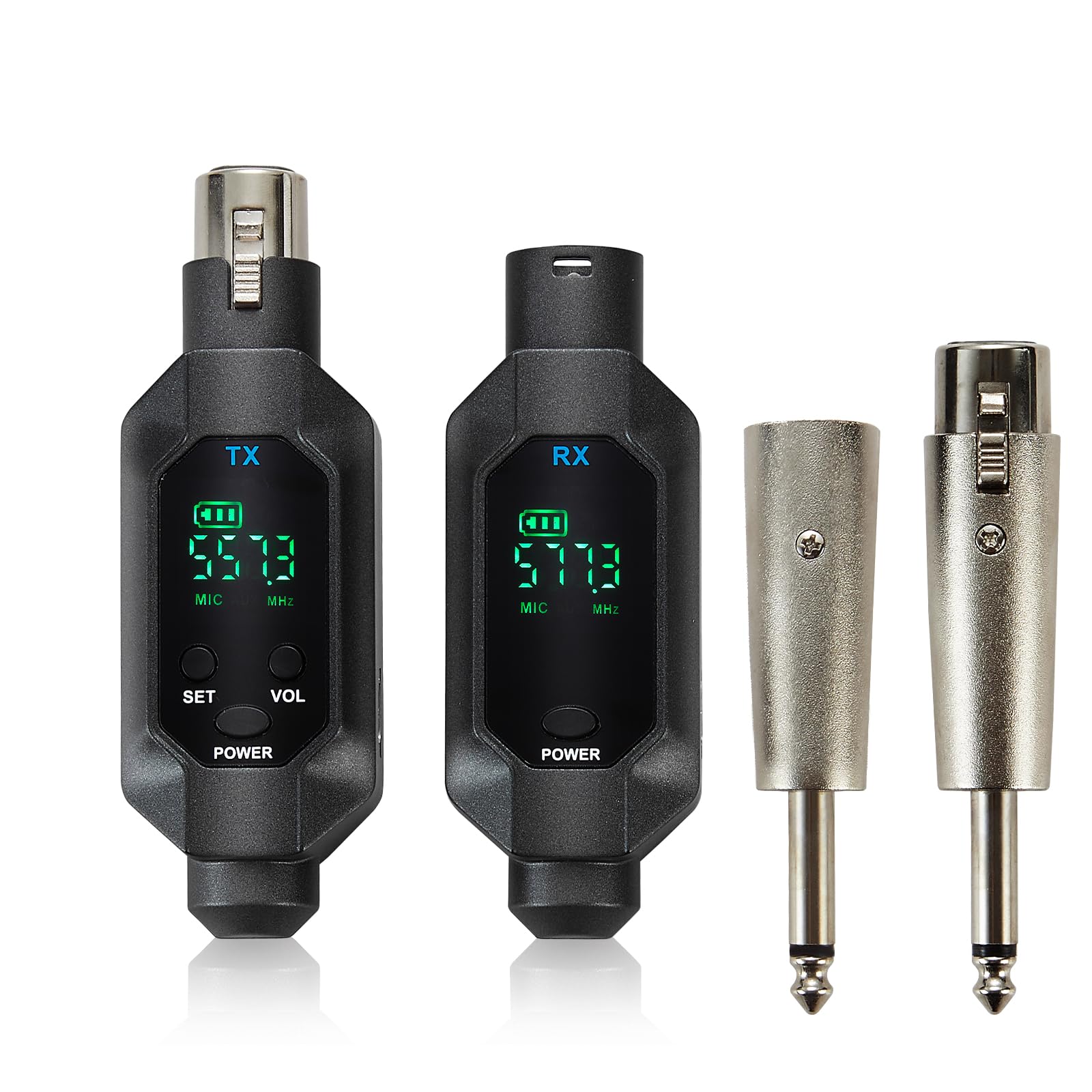 SIKUING Wireless XLR Transmitter and Receiver，UHF Wireless XLR Adapter System for Dynamic & Condenser Microphone PA System and Guitar,Rechargeable Mic Adapter,16 Channels,165 Feet Range