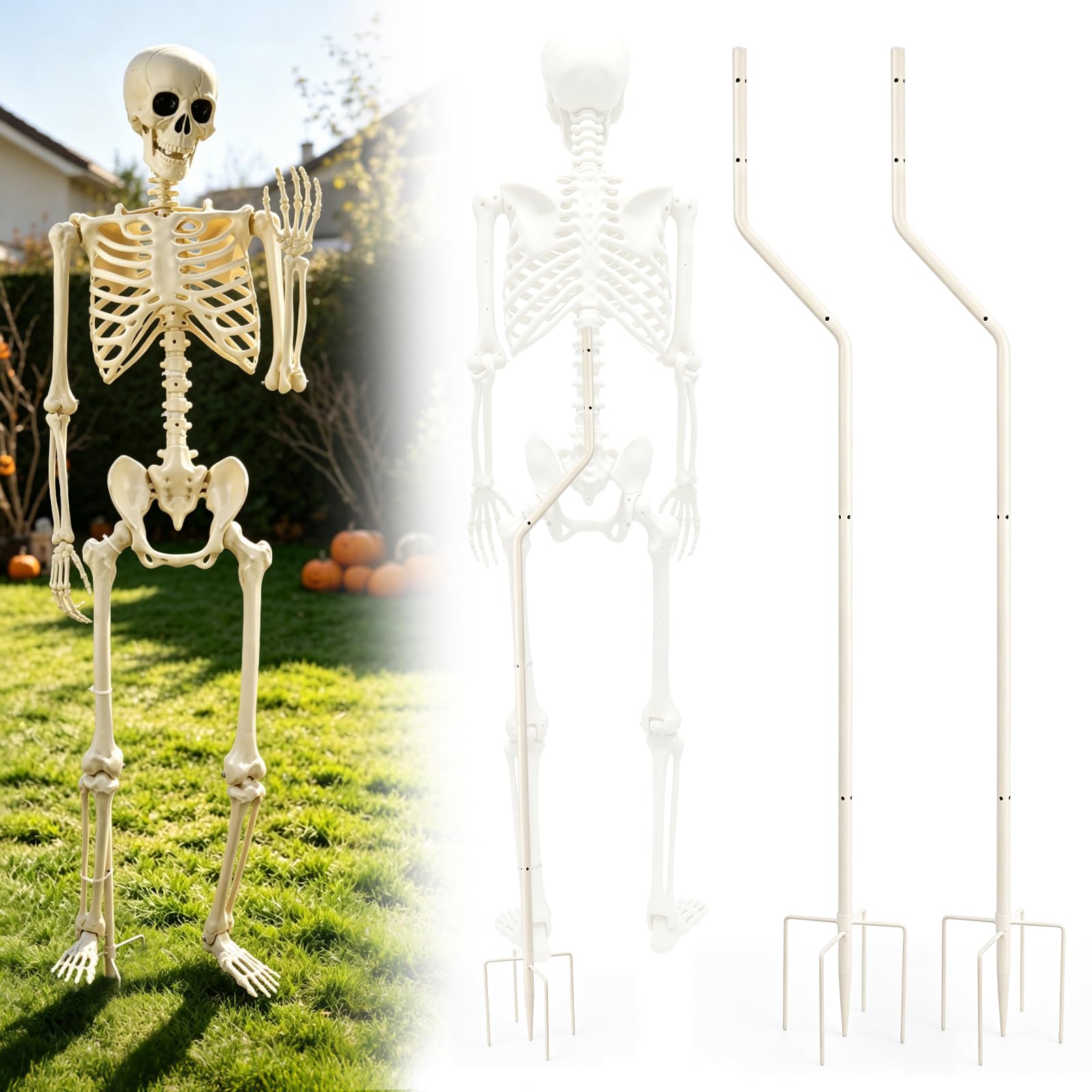 Skeleton Stand for Yard, Hidden Ground Stake for Halloween Skeletons(2Pack)