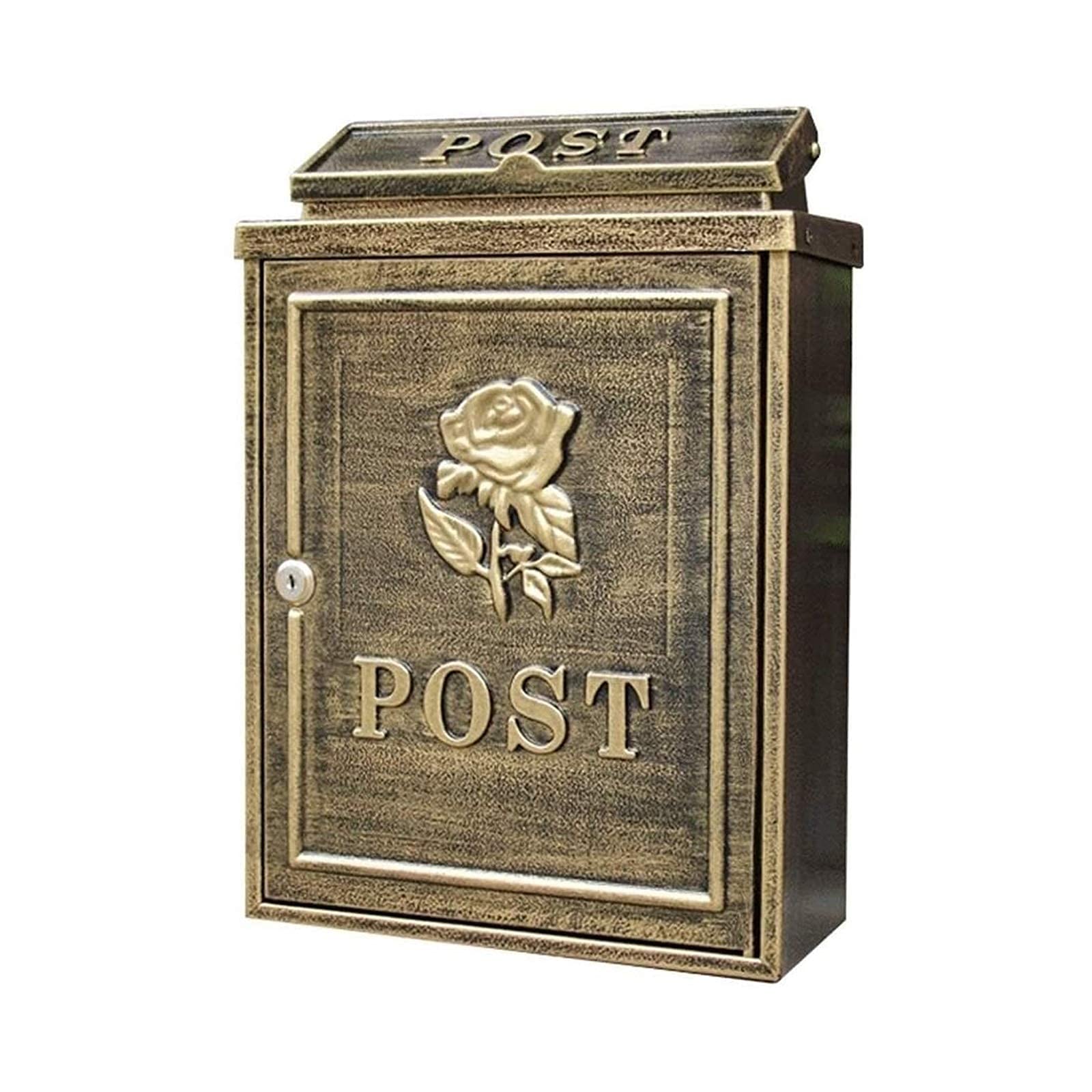 WDWDW Post box Vintage Outdoor Wall Mounted Mail Secure Outside Mailboxes/Bronze/Galvanized Steel