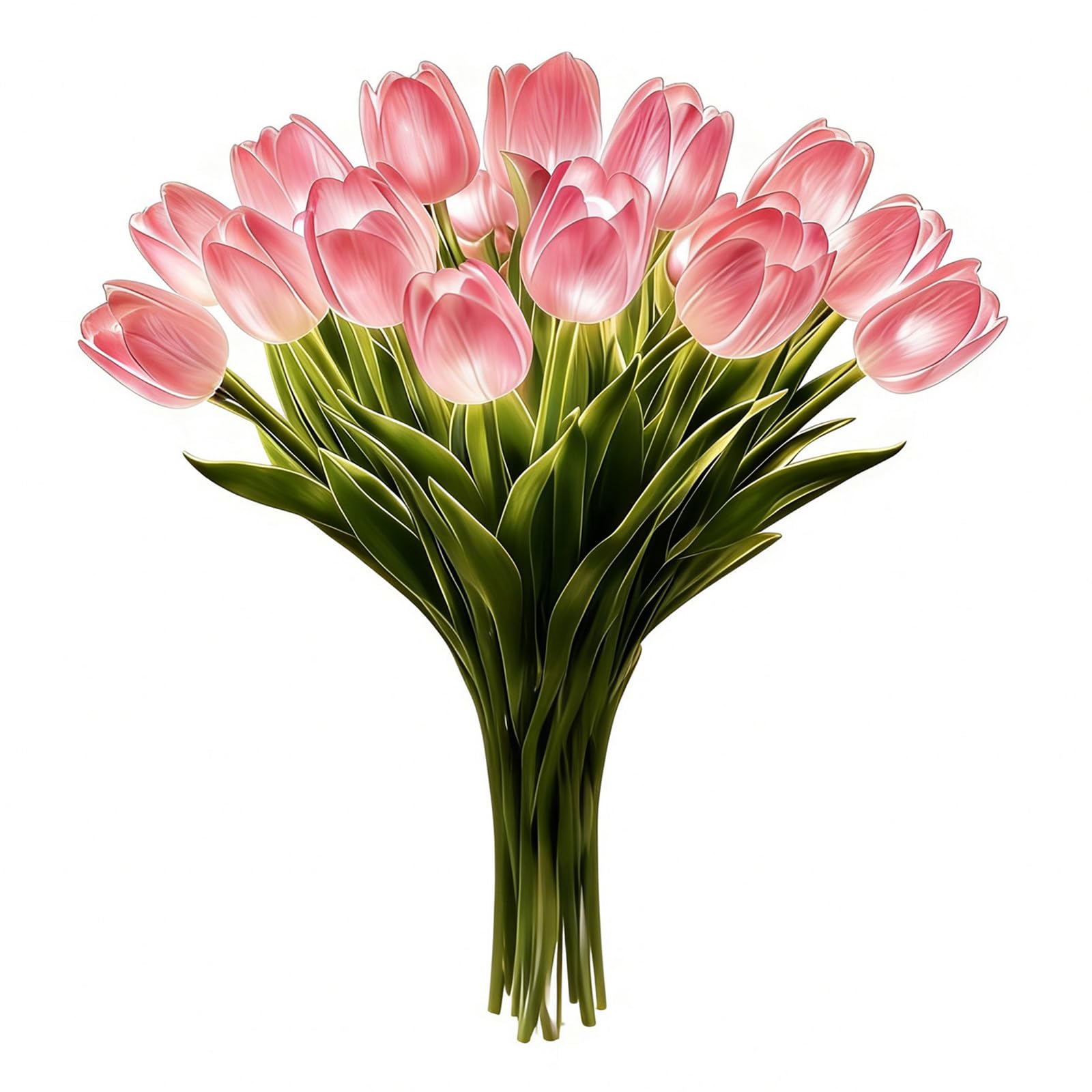 15Pcs Radiant Romantic Tulip Light LED Adjustable Tulip Night Light Warm Light Luminous Bouquet Ornament Gift for Anniversary/Wedding/Birthday (Pink)