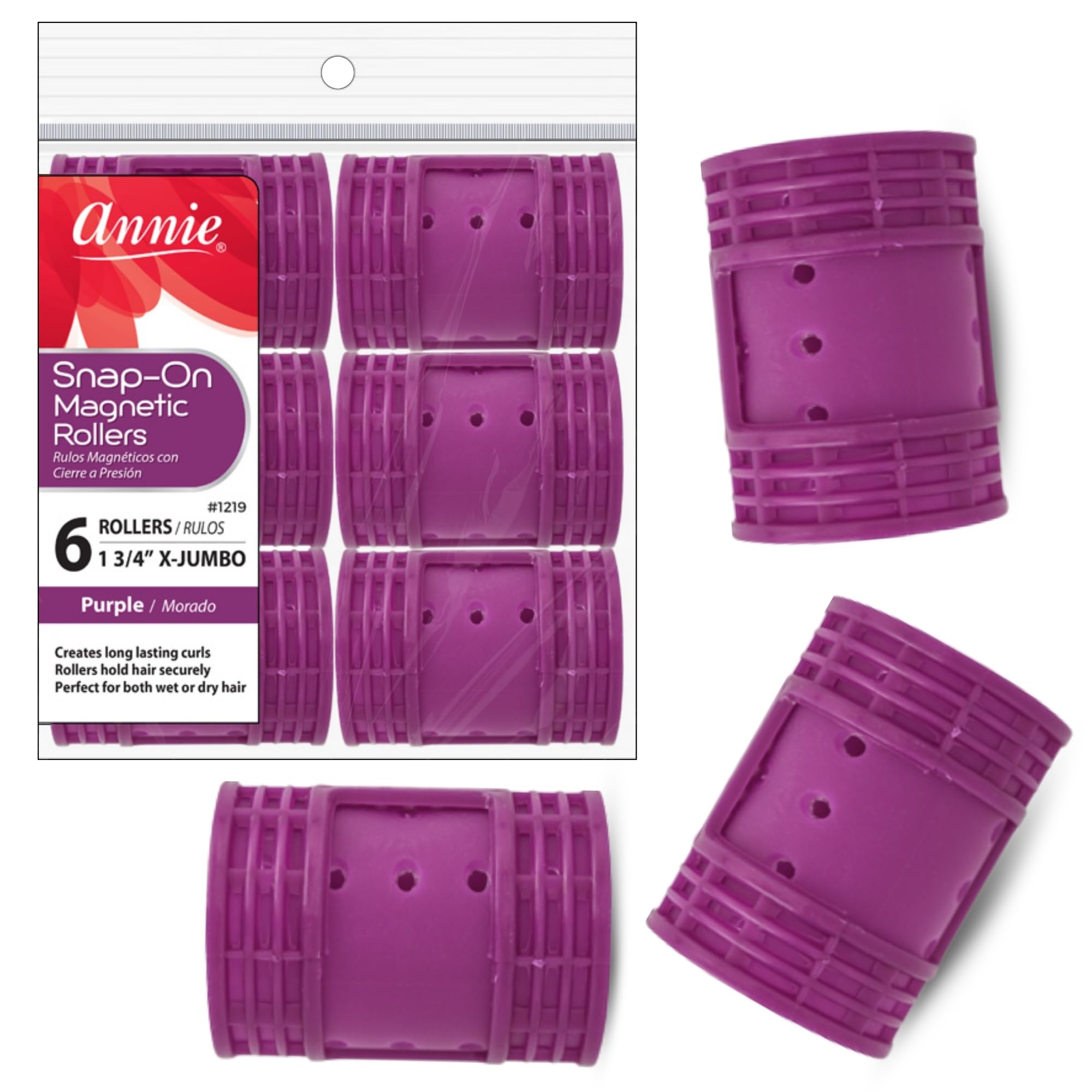 Annie- Professional Snap on Magnetic Rollers - Size (X Jumbo) - (1) Pack - Dry or Damp Sets - #59247 in Beauty