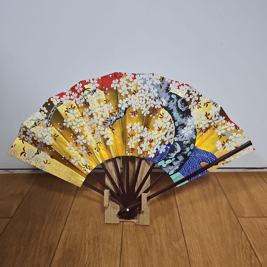 飾り扇 箱付き 竹製飾り板付き 栞付き 縁起物