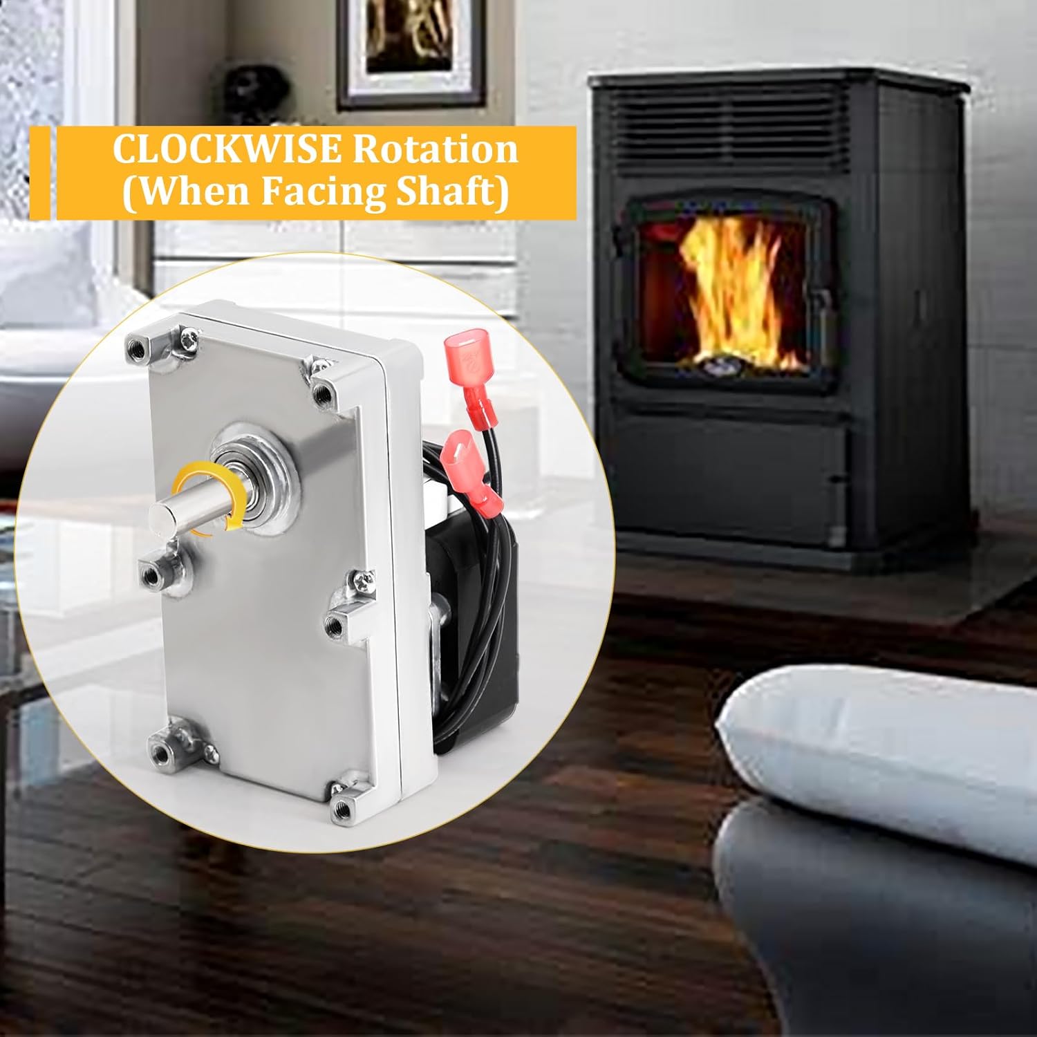 SBI Auger Motor for Osburn 5000 & 35/45 Hybrid, Drolet Eco 35 & Eco 45, Flame Energy, Enerzone and PSG Pellet Stoves, 44038 Auger Motor 1RPM CW